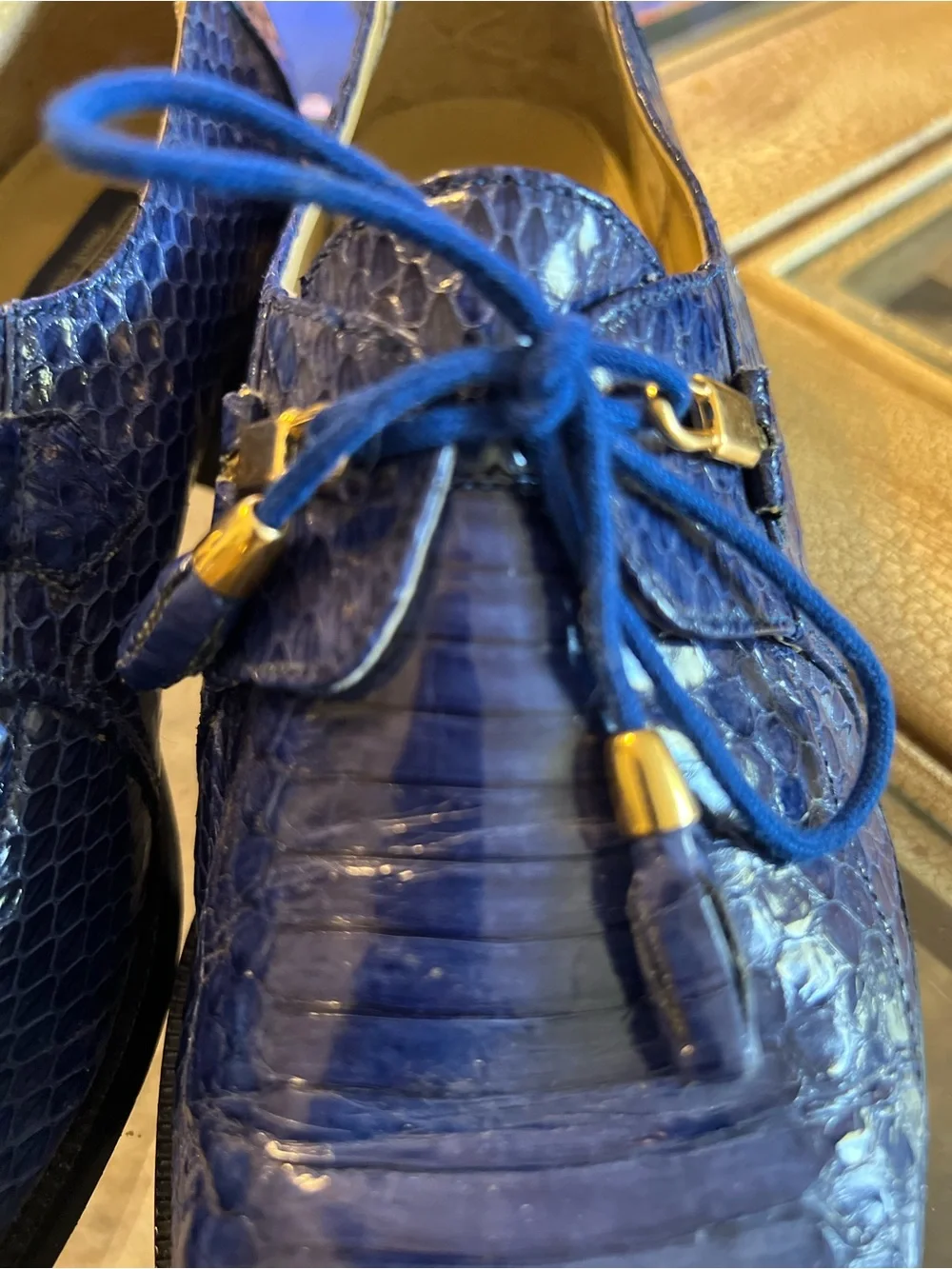 Giorgio Brutini Genuine  Snakeskin Blue Exotic Derby Men’s Dress Shoes 9M